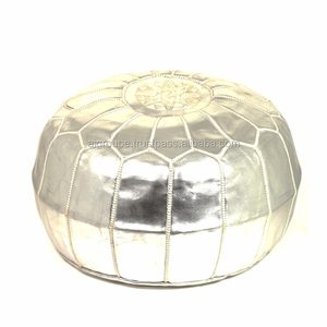 Pouf artificiel marocain en cuir créatif moderne pouf ottoman fait à la main pour chambre à coucher maison bureau salon pour appartement - Product Image 2
