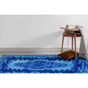 Alfombra Turca con Medallón Azul: Alfombra Geométrica Fácil de Limpiar, Alfombra Estampada, Alfombra de Chenilla - Product Image 2