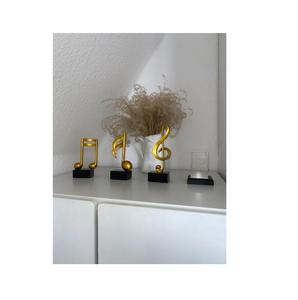 Sculpture en aluminium décorative de table avec base en bois plaqué or pour sculptures abstraites de salon - Product Image 3