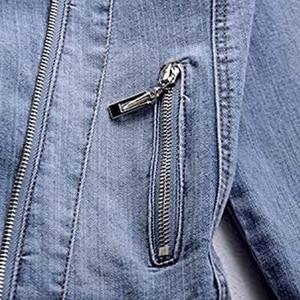 Veste en jean matelassée réversible pour femme de haute qualité avec col montant, design uni tendance, prix de gros - Product Image 3