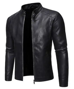 Veste élégante pour homme en cuir 100% personnalisable, coupe ajustée, col montant, tissu en toile, style streetwear, design réversible - Product Image 6