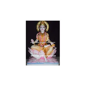 祝福された位置を持つ女神マアガンガ白とカラフルなマクラナ大理石の彫刻ヒンドゥー教の神の像