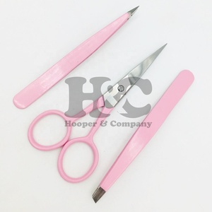 New <b>Pink</b> Eyebrow Tweezers Professional High Quality Tweezers Pouch Stainless Steel Eyebrow Tweezers <b>Set</b> Scissor free logo - Product Image 2