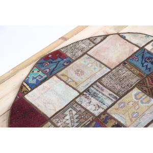 Tapis rond turc, tapis vintage 3,3x3,3 pieds, tapis en laine marron à motifs floraux - Product Image 5