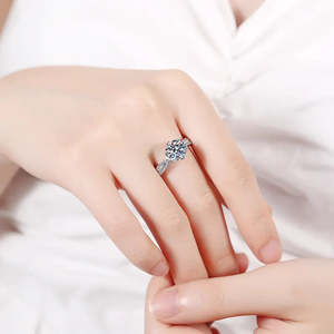 NOVAMART Fine Moissanite <b>Solitaire</b> <b>Ring</b> in Sterling <b>Silver</b>-Stellar Embrace Design Wholesale Export - Product Image 5