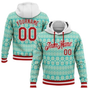 Direct Industry Wholesale 3D Embroidered Custom Stitched Aqua Red-White 3D <b>Christmas</b> Sports Pullover Sweatshirt Hoodie - Product Image 1