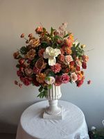 Décoration de mariage de luxe, centre de table floral, rose artificielle en soie, couleur champagne, corail, rose blush, couleurs d'automne, centre de table fleuri