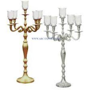 Grand candélabre classique en métal poli miroir de qualité exclusive Candélabre éclaircissant standard pour l'intérieur et l'extérieur - Product Image 2