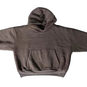 Pullover Boxy Thick Fleece 100% Cotton Zipper Hoodie No String Regular Fit Distressed Stone Washed Blank Hoodies Hombres - Product Image 1