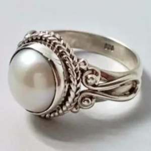 Bague artisanale en argent sterling 925 avec perle d'eau douce, style bohème, pierre de naissance de juin, cadeau idéal pour son anniversaire ou son anniversaire de mariage - Product Image 3