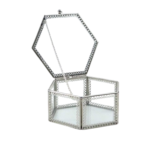 Grandes boîtes à bijoux en verre et métal pour les cadeaux Boîte en métal et verre transparent de conception classique pour la décoration intérieure et les cadeaux - Product Image 6