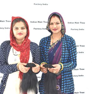 Extensions de cheveux vierges 100% naturelles, cheveux humains indiens de temple, lisses, Remy, double trame, matière première brute, non traitées chimiquement - Product Image 3