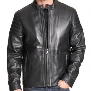 Veste en cuir élégante pour homme de qualité supérieure avec fermeture éclair et tissu respirant tricoté pour un style motard d'hiver - Product Image 6