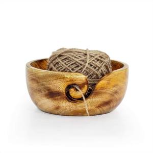 Bol à laine portable en bois artisanal, style simple, pour ranger la laine pendant le tricot ou le crochet, décoration d'intérieur - Product Image 2