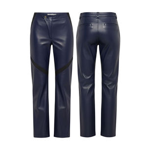 Pantalons en cuir véritable à logo brodé personnalisé en gros pour femmes, pantalons en cuir skinny à taille haute tendance pour l'hiver - Product Image 3