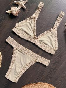 Ensemble bikini au crochet style européen et américain 2026, motif uni, maillot de bain tricoté patchwork avec logo à la taille, ensemble 2 pièces Aliexpress - Product Image 6