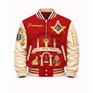 Chaqueta Bomber Masónica, Elegante, Cómoda, Informal, Prenda de Moda, Chaqueta Bomber Masónica Suave, Moderna, para Uso Diario - Product Image 1