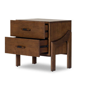 Table de chevet deux tiroirs en bois de teck massif intérieur chambre Hotell Villas meubles-Saula - Product Image 4