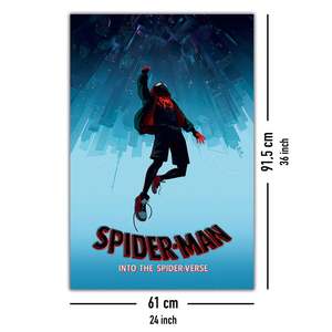 Modern Style Spider-Man 'Into the Spider-Verse-Fall' Canvas <b>Poster</b> Black Frame for Wall Use - Product Image 4