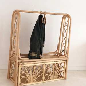 Prix usine porte-vêtements en bois rotin petit moyen grand porte-vêtements avec tailles personnalisées - Product Image 6