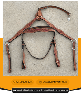 High Quality Western Bridle Headstall and Breast Collar Set <b>Leather</b> Floral <b>Tooled</b> Intelligent - Product Image 3