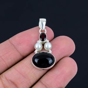 Onyx noir pierre précieuse meilleure conception Spinner pendentif 925 Sterling parfait cadeau de mariage argent avec 925 timbre meilleure qualité bijoux - Product Image 3