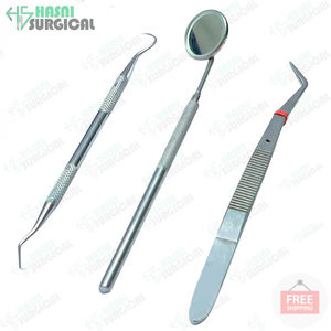High Quality Stainless Steel Basic Dentist Examination <b>Instruments</b> Probe Tweezers <b>Mouth</b> View Mirrors 3 Pcs Basic Dental Kit - Product Image 4
