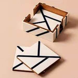 Sous-verre en bois naturel écologique artisanal, design fantaisie, carré, dessus de table, tapis décoratif personnalisé, vente en gros - Product Image 5