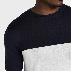 Suéteres de moda para hombre 2023, jerséis informales de manga corta con cuello redondo, jersey de retazos de bloque de Color, camisetas personalizadas - Product Image 6