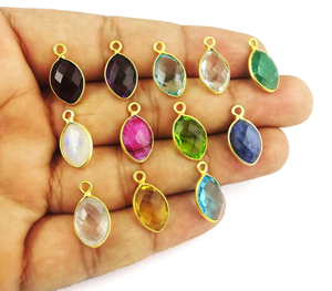 Pierre de lune arc-en-ciel en forme de Marquise, Vermeil à facettes en argent Sterling 925, pendentif de lunette Marquise, breloques de pierre de naissance - Product Image 6