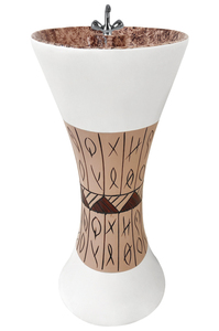 Lavabo sur pied monobloc moderne de qualité supérieure Lavabo en céramique Lavabo à main pour salle de bain premium - Product Image 5