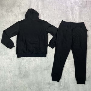 Conjunto de chándal de oso de dibujos animados Sudadera con capucha beige con bordado de oso grande y pantalones de Jogger parche de oso pequeño ropa de calle de moda informal - Product Image 6