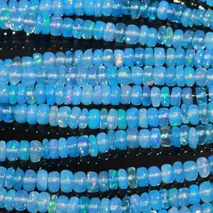 Best Selling 4-5mm Ethiopian Welo Opal Beads Flashy Peraiba Smooth Rondelle Shape Blue Loose Gemstone Jewelry Making <b>Craft</b> - Product Image 4