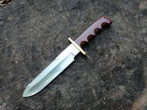 Cuchillo Bowie de Acero D2 Hecho a Mano – Hoja Fija de Espiga Completa con Mango de Micarta y Funda de Cuero - Product Image 5