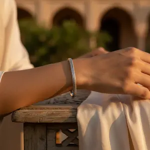 925 Sterling <b>Silver</b> Braided <b>Bracelet</b> for Women Trendy Flower-Shaped <b>Bangles</b> for Daily Wear Party or Wedding Gift Ideas - Product Image 2