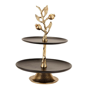 แท่นวางเค้กสแตนเลสสตีลทำจากทองเหลือง2ชั้นสำหรับวางเค้กบนโต๊ะในโรงแรมดีไซน์แบบได้รับความนิยม - Product Image 2