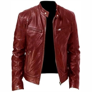 Qualité supérieure 2025 100% en cuir véritable mince mode Biker veste pour hommes fourrure de mouton support avant taille sur mesure pour l'hiver - Product Image 1