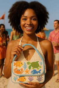 Bolso de criatura marina, bolso de océano con cuentas, bolso de mano bajo el mar, bolso de playa nupcial, monedero de tema tropical, bolso de mar colorido, - Product Image 4