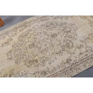 พรมสไตล์วินเทจผ้าขนแกะสีเบจแบบสแกนดิเนเวีย5.4 x 9.3ft ทำด้วยมือเป็นมิตรกับสิ่งแวดล้อมดีไซน์เย็บปะติดปะต่อกันทำจากยางสี่เหลี่ยมผืนผ้าห้องรับประทานอาหาร - Product Image 5