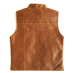 2026 Men Genuine Leather Motorcycle Vest Casual Washed Slim Fit Real <b>Brown</b> Winter Multi-Pocket Professional Stitching Breathable - Product Image 6