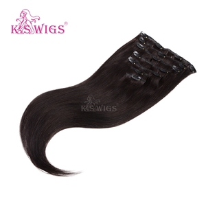 K.SWIGS precio de fábrica pelo chino encaje recto Clip-In extensiones de cabello 7 piezas Remy virgen suave sedoso Invisible Color Natural - Product Image 1