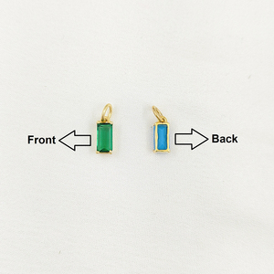 Pierre de naissance plaqué or Baguette en argent sterling 8x4mm Prong Set Birthstone Pendentif Charms pour la fabrication de bijoux - Product Image 5