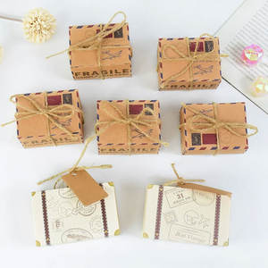 Valise de voyage boîte à bonbons valise Vintage papier Kraft coffrets cadeaux mariage fête d'anniversaire décoration bricolage emballage fournitures - Product Image 4