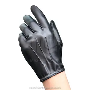 Gants longs en cuir PU noir à la mode, antidérapants, doigts complets, paume, écran tactile, Style mince, gants de conduite en cuir pour hommes