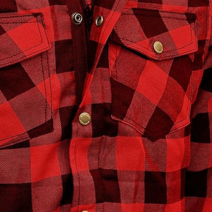 Venta al por mayor D-Ride Moto protegida personalizada % Camisa de franela de algodón Hombres acolchado forrado Buffalo Plaid Rojo Negro Motociclismo - Product Image 4