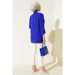 แจ็คเก็ตแซ็กเก็ตผู้หญิงแขนพับและกระเป๋ารายละเอียด - Product Image 3
