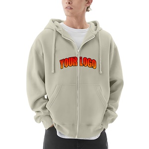 Sweats à capuche à fermeture éclair vierges de haute qualité pour hommes sweats à capuche surdimensionnés en coton molletonné avec logo imprimé personnalisé pour homme - Product Image 1