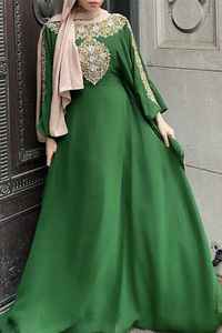 อาบายะผ้าวิสโคสระบายอากาศได้ดี น้ำหนักเบา งานปักลูกปัดสไตล์โมร็อกโก แขนยาว เอวสูง แฟชั่นทันสมัย ไซส์เดียวใส่ได้ทุกคน ขายดี - Product Image 5