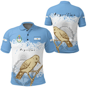เสื้อโปโลลายแผนที่ธงอาร์เจนติน่าสำหรับผู้ชายเสื้อแฟชั่นพิมพ์ลาย3D ตราสัญลักษณ์ทรงหลวมกีฬาปกแขนสั้น - Product Image 3