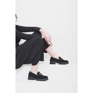 Mocassini da donna di grandi dimensioni in vera pelle scamosciata 41-42-43-44 camoscio nero - Product Image 2